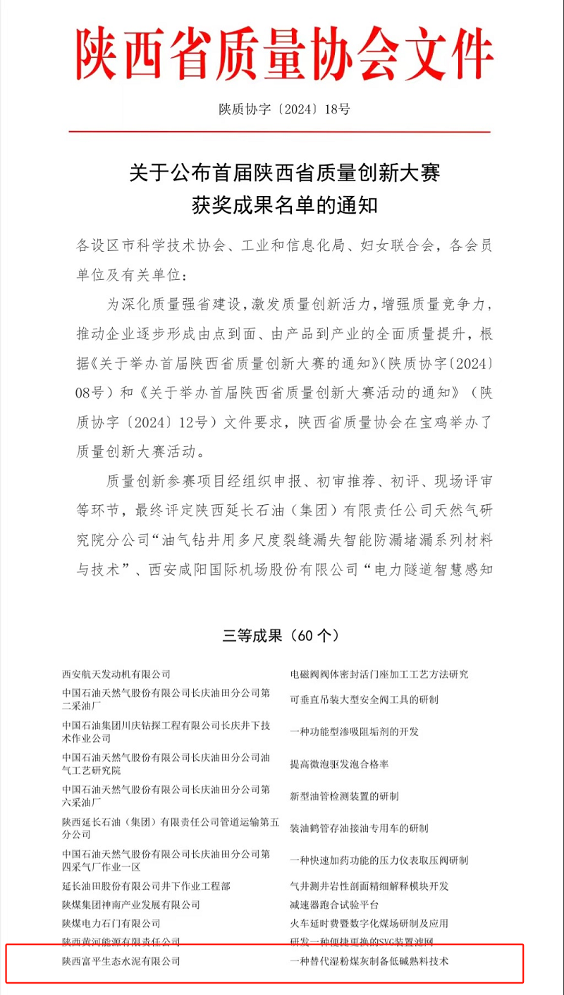 贊！富平公司質(zhì)量管理再獲新獎項